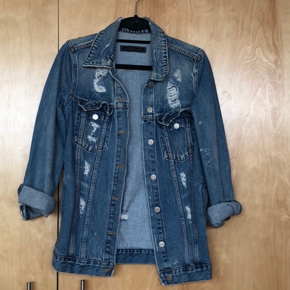 Washworn distressed denim jacket - Picture 1 of 2